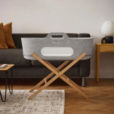 SnuzBaskit Light Grey Moses Basket & Stand - Baby Sleep Solution