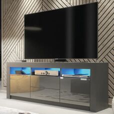 Creative Labs 160cm Dark Grey LED TV Unit - Gloss Doors