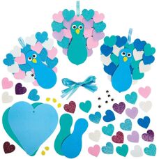 Baker Ross Pfau Love Heart Dekorationssets - Pack von 5