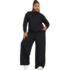 Yours Black Sweatshirt and Wide Leg Jogger Set - Casual Off-Duty Wear