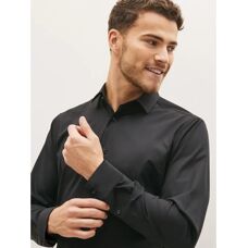 Next - Easy-care Double Cuff - Schwarz - UK 15R - Shirt