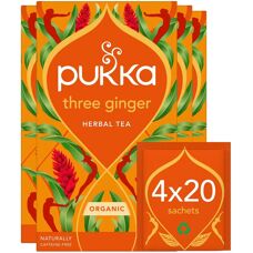 Pukka Three Ginger Herbal Tea - Organic, 80 Bags