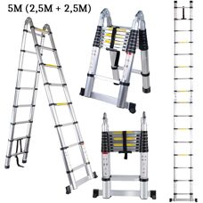AXHUP Aluminum Telescopic Ladder - 5M, 150kg Capacity