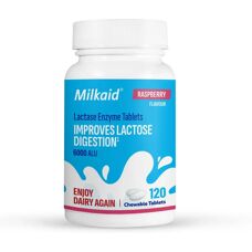 Milkaid Lactase Enzyme Chewable Tablets - Raspberry - 120 Tablets