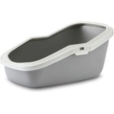 Savic Grey White Aseo Cat Litter Tray - High Edge, 56cm