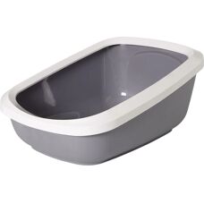 Savic Light Grey & White Jumbo Cat Litter Tray - High Edge