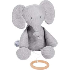 Nattou Gebreide-Style Speeldoos Olifant - Zachte Pluche