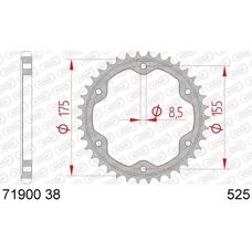 AFAM Stålhjul 38T bak - KTM 1290 Super Duke - Kjedehjul