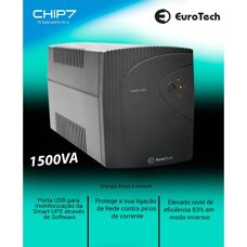 Eurotech UPS1500EU 1500VA 900W Inteligente - Fonte de energia ininterrupta