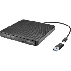 Sandberg USB-C/A DVD-asema - DVD Super Multi DL - Musta