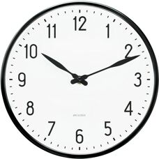 Arne Jacobsen Vægur - 21cm - Sort/Hvid - Station