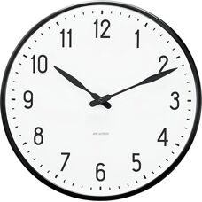 Arne Jacobsen Svart/Hvit Rund Veggklokke - Station - 29cm