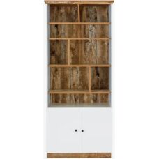 Loft24 Castor Bokhylle - 8 åpne rom, 2 dører - Hvit/eik