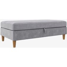 DOREL HOME Lilly Stauraumhocker - Velours, Grau, 130cm