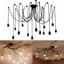 H&M Vintage Industrial Chandelier - 14 Bulbs, 200cm Cord