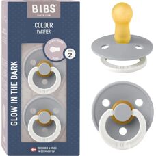 BIBS Natural Rubber Pacifier - Sage Night / Cloud Night - 6+ Months - 2 pcs
