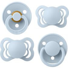 BIBS Baby Blue Smokker Sett 4 - Størrelse 1 - Ortodontisk & Organisk Gummi