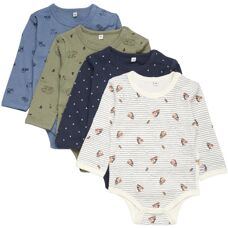 Pippi Body L/ä Mörkgrön - 4-Pack - Långärmad Babybody