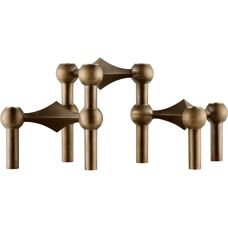 STOFF Nagel Sett med 3 Lysestaker i Bronse Messing