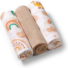 BabyOno Baby Musselin Windeln - 3 Stk, Stoffwindeln, Beige