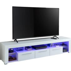 STOLKOM Goal Weiß TV-Schrank - 3 Schubkästen, 5 Fächer