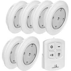 Zestaw bezprzewodowych lamp LED Maclean MCE165 - 6 sztuk, pilot, baterie AAA
