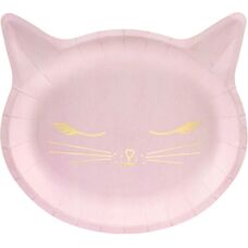 PartyDeco TPP42 Piatto monouso gatto rosa - Piatto monouso