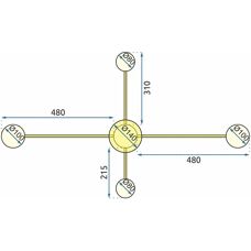 Toolight APP520-4C Ceiling Lamp - Gold - 4 Light Points