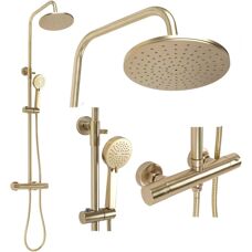 Conjunto de ducha REA Parot oro cepillado con termostato
