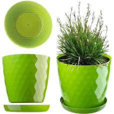 Kadax Grüner Kunststoff-Blumentopf mit Ständer & Abdeckung
