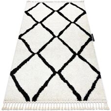 RugsX Carpet BERBER CROSS white Fringed Shaggy - Carpet