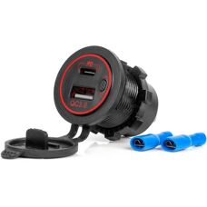 AMiO Autolader - 48W Schnellladung USB C & QC3.0 - Rot