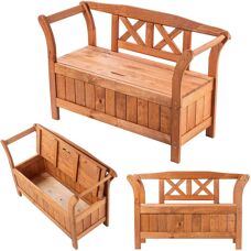 Kadax - Ławka ogrodowa 119cm z pojemnikiem - Styl rustykalny z drewna