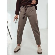 Pantaloni LEOCINCIN cu talie înaltă culoare kaki - Pantaloni