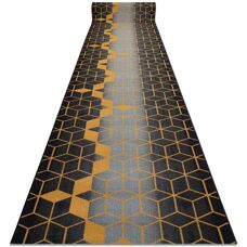 RugsX Heksagon Black / Gold Runner - Anti-slip 57x260cm