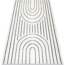 Alfombra geométrica RugsX 8494 - Crema y negro - 80x150cm