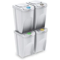 Keden - Juego de 4 cubos de reciclaje 35L - Blanco roto