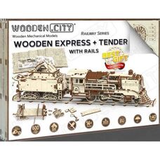 Wooden City Drewniany Express + Tender 3D puzzle - Pojazdy