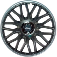 J-Tec Radkapsel-Set - 15 Zoll Grau/Silber - Radkappen Set