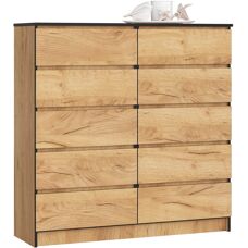 Cómoda Akord K120 Roble Craft 120cm 10 cajones - Muebles