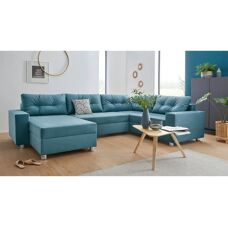 COLLECTION AB Paris U-Form Samtsofa mit Bettfunktion