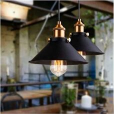 AXHUP 2PCS Vintage Industrial Pendant Light Ø26cm Black