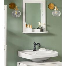 SoBuy Weiß Wandspiegel mit Ablageschale - Badezimmer Spiegel