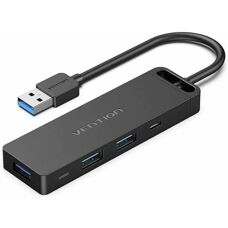 Vention CHVBB USB Hub - 3x USB 3.0, Type-C PD, Czytnik kart - Czarny