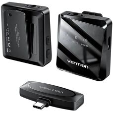 Set microfoni wireless Vention - 2 microfoni, USB-C, nero