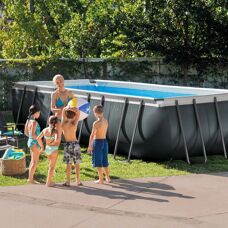 Piscine hors-sol rectangulaire Intex 26356GN grise - Structure en acier durable, 17203L
