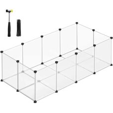 SONGMICS Weiße Kleintierlaufbox - Kleintiergehege für Meerschweinchen, Kaninchen, Hamster