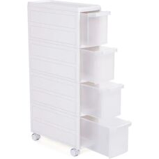 SONGMICS Wit 89cm Opbergwagen met 4 lades - Opbergwagen