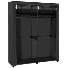 Songmics Schwarzer Kleiderschrank mit 2 Regalen und Stangen - Wardrobe