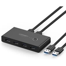 Ugreen USB-hubb och Switch - Stöder USB 3.2, 4 Portar - Svart